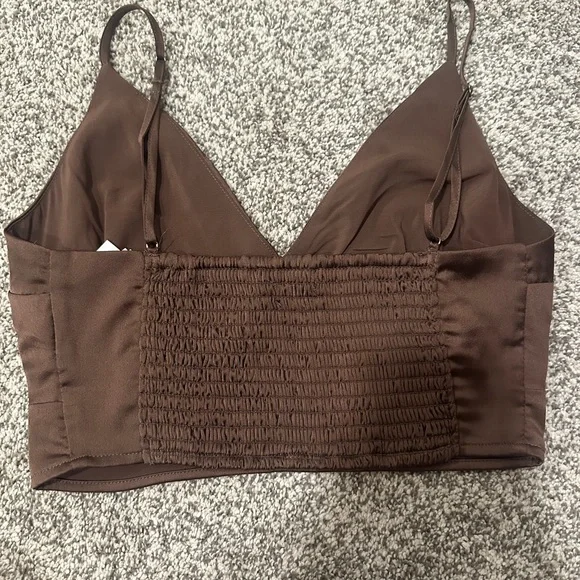 Abercrombie Brown Satin Crop Top - Picture 4 of 5